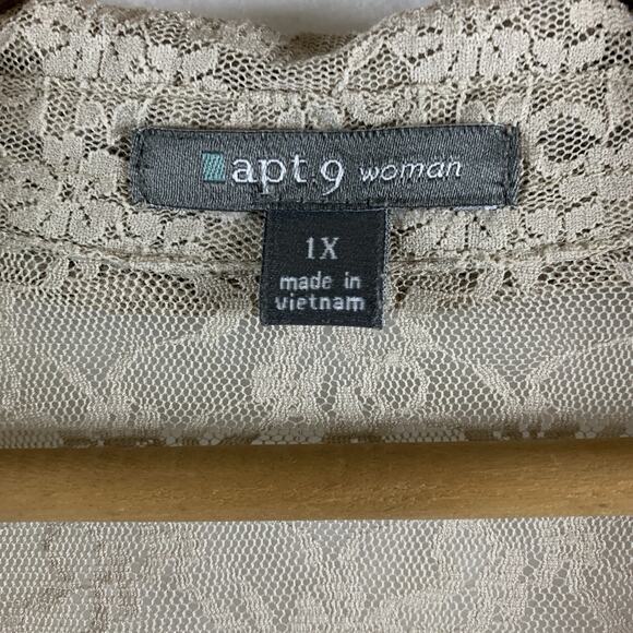 Apt 9 Womens Y2K Sheer Lace Babydoll Top Sz 1X Ivory Boho Romantic Victorian - Picture 8 of 12